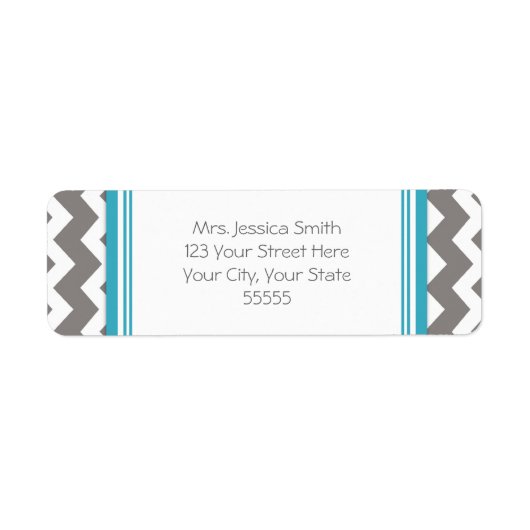 ブルーグレーシェブロンカスタム差出人住所ラベル ラベル (正面)
