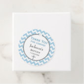 ブルーグレーシェブロン少年バプテススサンキューユユーメッセージカード フェイバータグ (インサイチュ)