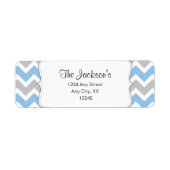 ブルーグレーシェブロン差出人住所またはシャワー好み ラベル (正面)
