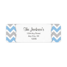 ブルーグレーシェブロン差出人住所またはシャワー好み ラベル