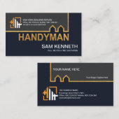 ブルーグレーシェーズ金ゴールド建物ラインホーム修理 名刺 (正面/裏面)