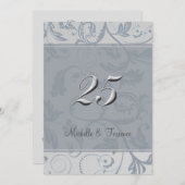ブルーグレーシルバーアニバーサバーズパーティの招待状 招待状 (正面/裏面)