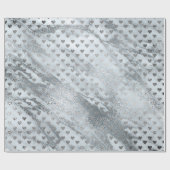 ブルーグレーシルバーマーブルストーンハート紙吹雪 ラッピングペーパー (フラット)
