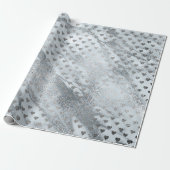 ブルーグレーシルバーマーブルストーンハート紙吹雪 ラッピングペーパー (アンロールド)