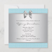 ブルーグレーシルバー白い男の子シャワー 招待状 (裏面)