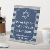 ブルーグレーストライプのバー(ユダヤ教の)バル・ミツバー標識 台座サイン (インサイチュ)