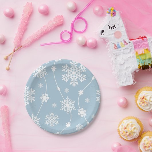 ブルーグレースノーフレークスウィンターワンダーランドホリデー ペーパープレート (パーティー)