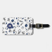 ブルーグレースポーツチームカラーサッカーボールパターン ラゲッジタグ (正面横)