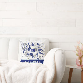 ブルーグレースポーツ女子の名前サッカーボール クッション