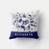 ブルーグレースポーツ女子の名前サッカーボール クッション (裏面)