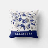 ブルーグレースポーツ女子の名前サッカーボール クッション (正面)