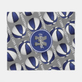 ブルーグレースポーツ私はバスケットボールのパターンが大好き文字 フリースブランケット (正面(横))