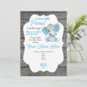 ブルーグレーゾウさん招待状 編集可能 招待状 (スタンド正面)