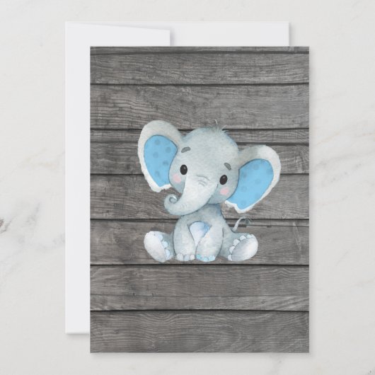 ブルーグレーゾウさん招待状 編集可能 招待状 (裏面)