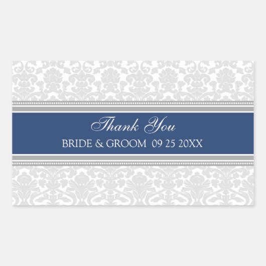 ブルーグレーダマスクサンキューユー結婚式の引き出物ラベル 長方形シール (正面)