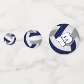 ブルーグレーチームカラーキッズバレーボールパーティー コンフェッティ (正面)