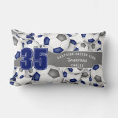 ブルーグレーチームカラーサッカーボールの多く ランバークッション (正面)