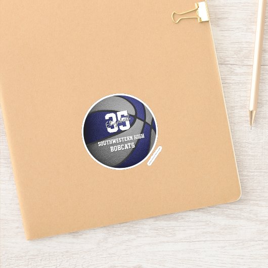 ブルーグレーチームカラーズガールズバスバスケットボール シール (ノートブック)