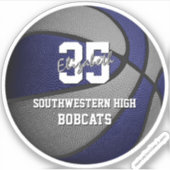 ブルーグレーチームカラーズガールズバスバスケットボール シール (正面)