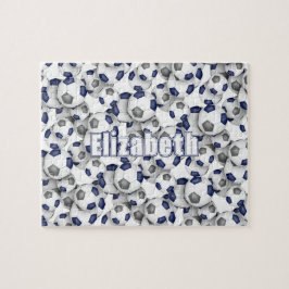 ブルーグレーチームカラーズガールズボーイズサッカー ジグソーパズル