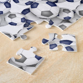 ブルーグレーチームカラーズガールズボーイズサッカー ジグソーパズル (側面)