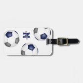 ブルーグレーチームカラーズガールズボーイズサッカー ラゲッジタグ (正面横)