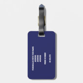 ブルーグレーチームカラーズモノグラムのバスケットボール ラゲッジタグ (裏面縦)