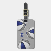 ブルーグレーチームカラーバスケットボールアスリート ラゲッジタグ (正面縦)