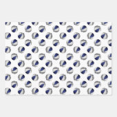 ブルーグレーチームカラーバスケットボール3セット ラッピングペーパーシート (正面3)