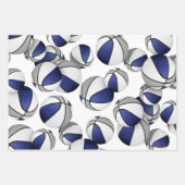 ブルーグレーチームカラーバスケットボール3セット ラッピングペーパーシート (正面)