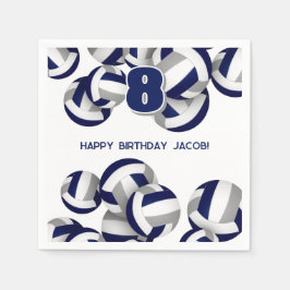 ブルーグレーチームカラーバレーボールキッズスポーツ スタンダードカクテルナプキン