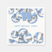 ブルーグレーチームカラーバレーボールキッズスポーツ スタンダードカクテルナプキン (正面)