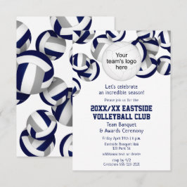 ブルーグレーチームカラーバレーボールシーズン 招待状