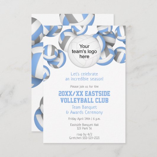 ブルーグレーチームカラーバレーボール賞 招待状 (正面/裏面)