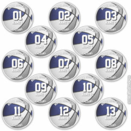 ブルーグレーチームカラー13バスケットボールプレイヤー名 シール