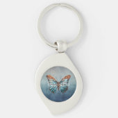 ブルーグレーテクスチャバタフライ キーホルダー (正面)