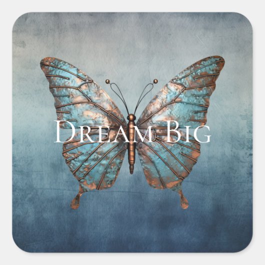 ブルーグレーテクスチャバタフライ スクエアシール (正面)