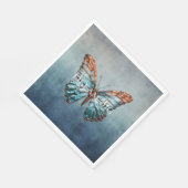ブルーグレーテクスチャバタフライ スタンダードランチョンナプキン (角)