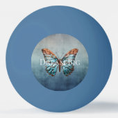 ブルーグレーテクスチャバタフライ 卓球ボール (正面)