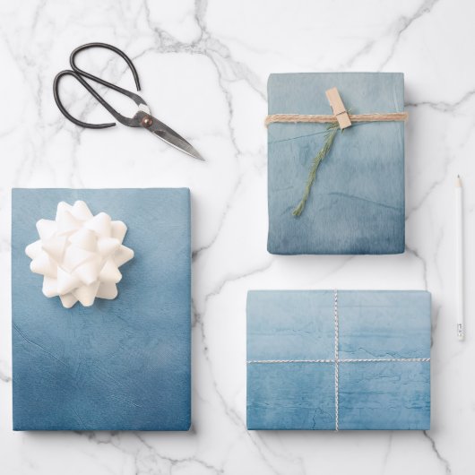 ブルーグレーテクスチャ ラッピングペーパーシート (正面)