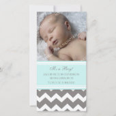 ブルーグレーテンプレート新生児誕生のお知らせ 案内状 (正面)