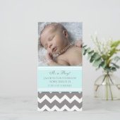 ブルーグレーテンプレート新生児誕生のお知らせ 案内状 (スタンド正面)