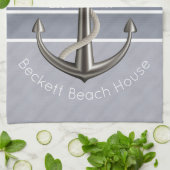 ブルーグレートリトーンピンプリプトいかり キッチンタオル (折り畳み)