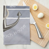 ブルーグレートリトーンピンプリプトいかり キッチンタオル (四つ折り)