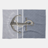 ブルーグレートリトーンピンプリプトいかり キッチンタオル (横)