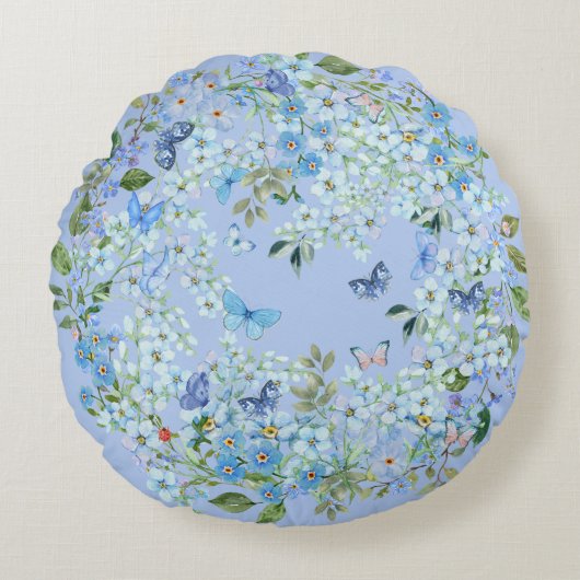 ブルーグレードAコットンラウンドスロークッション41cm ラウンドクッション (正面)