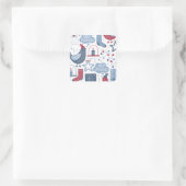 ブルーグレーハローウィンタークリスマスイラストレーション スクエアシール (バッグ)