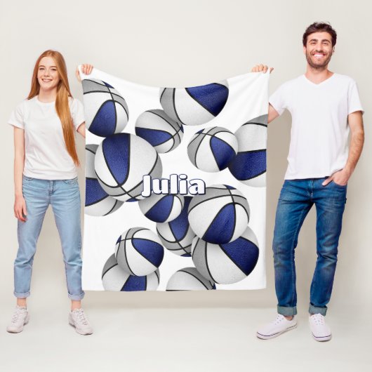 ブルーグレーバスケットボールチームカラーズスポーツデッキ フリースブランケット (インサイチュ)