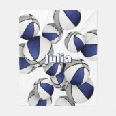 ブルーグレーバスケットボールチームカラーズスポーツデッキ フリースブランケット (正面)