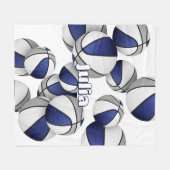 ブルーグレーバスケットボールチームカラーズスポーツデッキ フリースブランケット (正面(横))